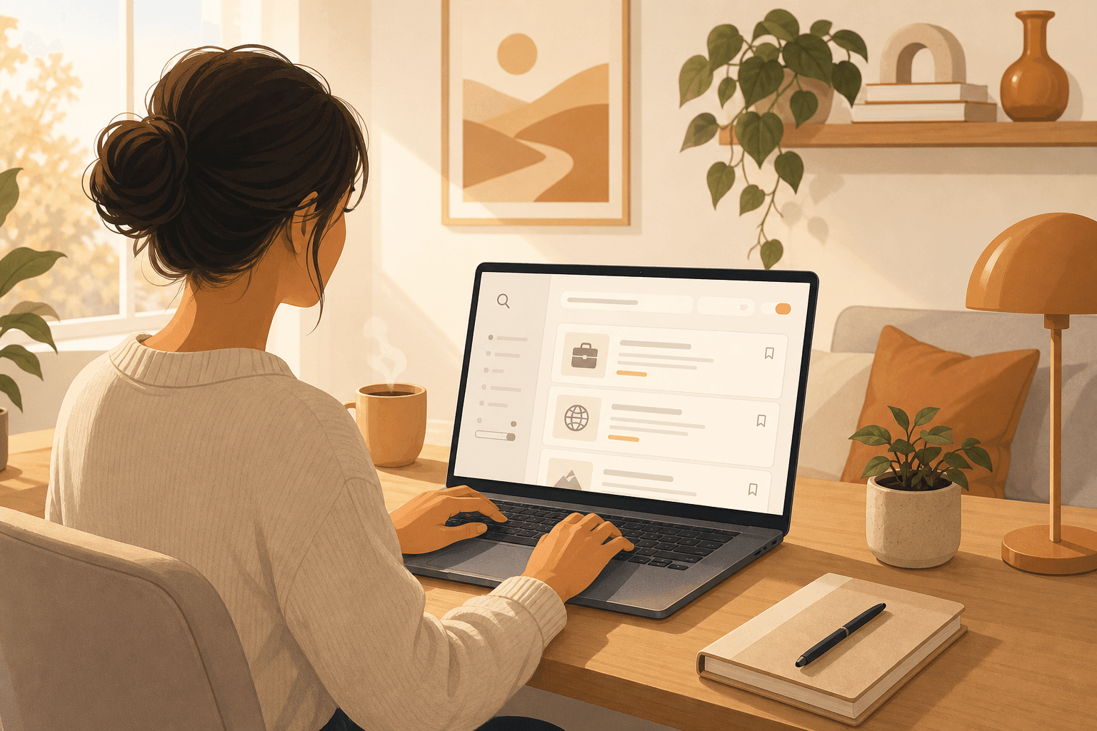 Organized home office setup for productive remote work